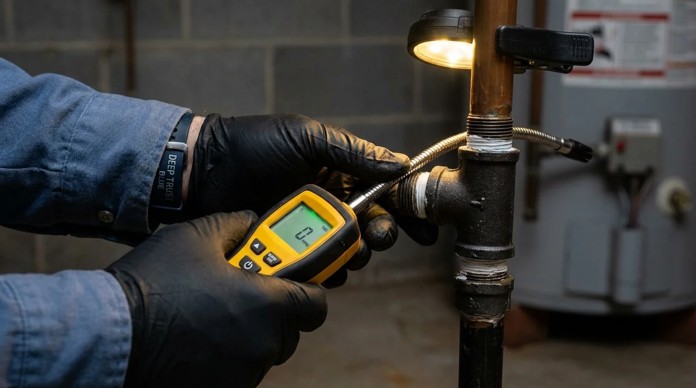 Gas leak detection with electronic sniffer by Johns Plumbing LLC in Cologne